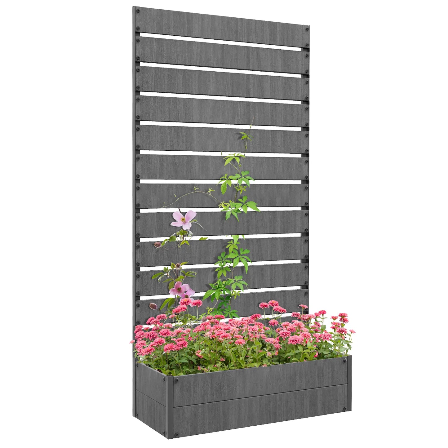 Trellis Planter, Raised Garden Bed, Dark Grey