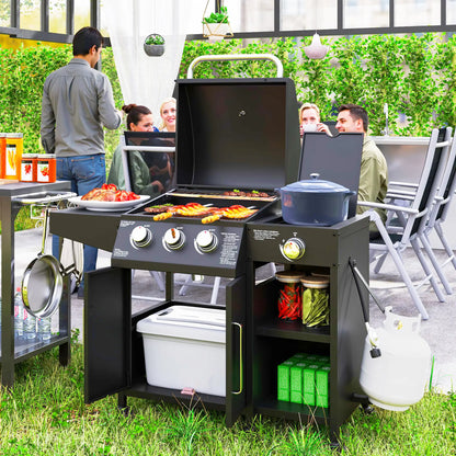 3 Burner Gas Grill With Side Burner, 9.5 KW Propane BBQ Grill, Cabinet Style Propane Gas Grills at Gallery Canada