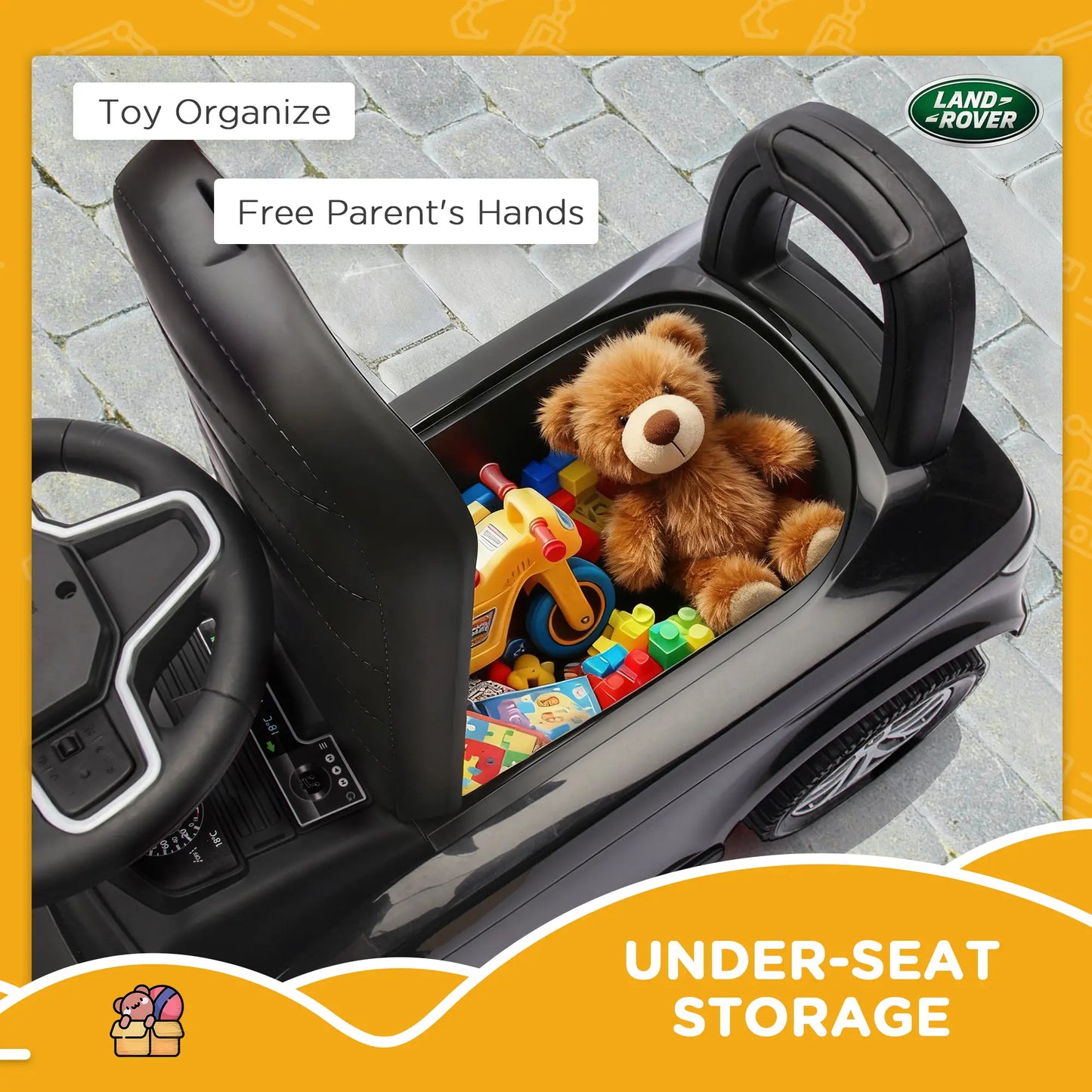 Land Rover Voiture à pousser pour enfant, anti-basculement, Noir