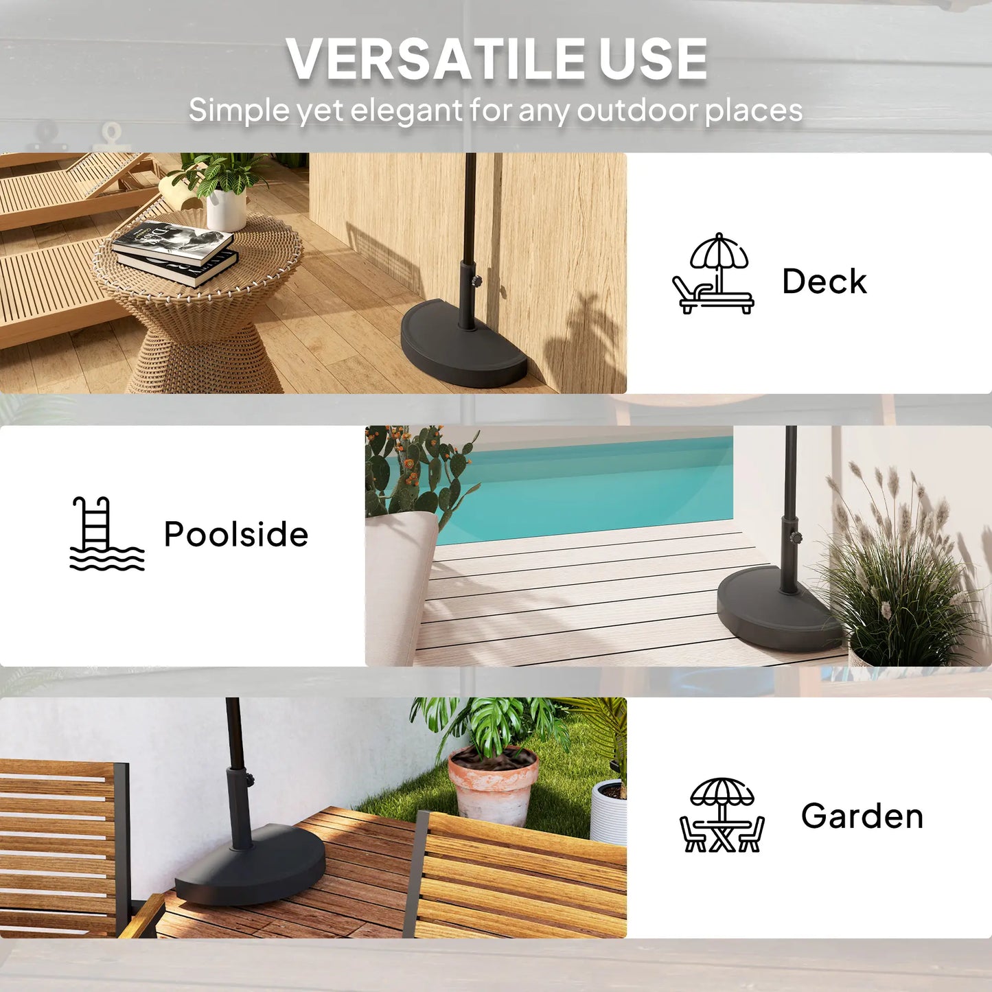 20 lbs Resin Half Parasol Base, Outdoor Umbrella Stand, Black Umbrella Bases at Gallery Canada