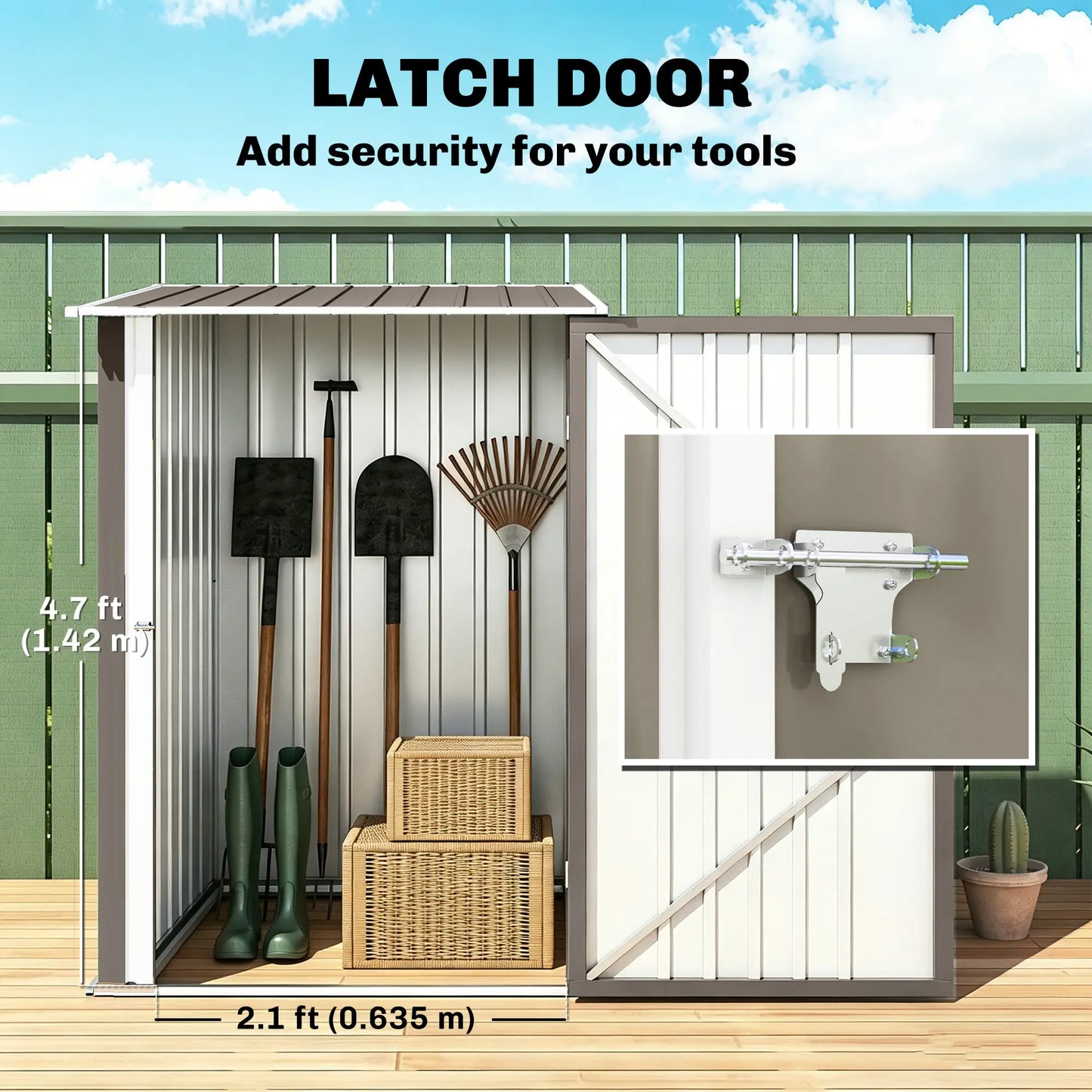 3.3' x 3.4' Outdoor Storage Shed, Galvanized Steel, Lockable Door, Brown and White Sheds at Gallery Canada