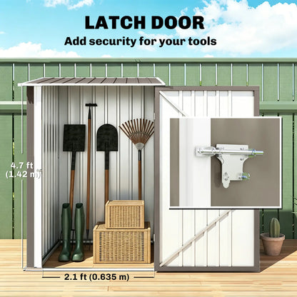 3.3' x 3.4' Outdoor Storage Shed, Galvanized Steel, Lockable Door, Brown and White Sheds at Gallery Canada