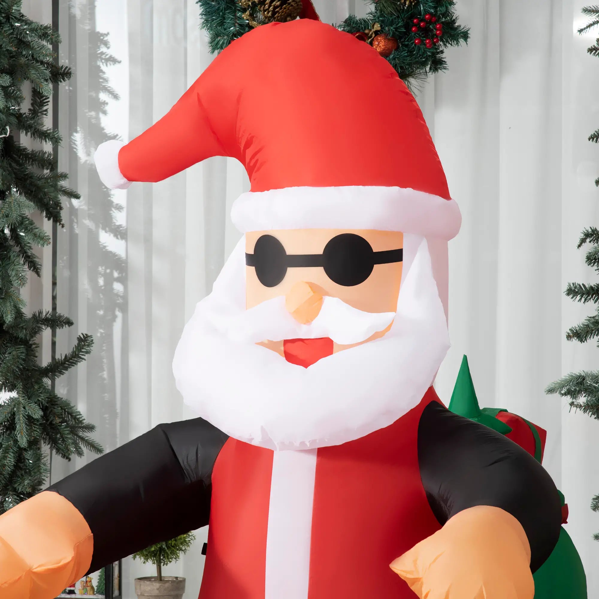 5.5' H Christmas Inflatable, LED Santa Claus Riding Motorcycle Christmas Inflatables at Gallery Canada