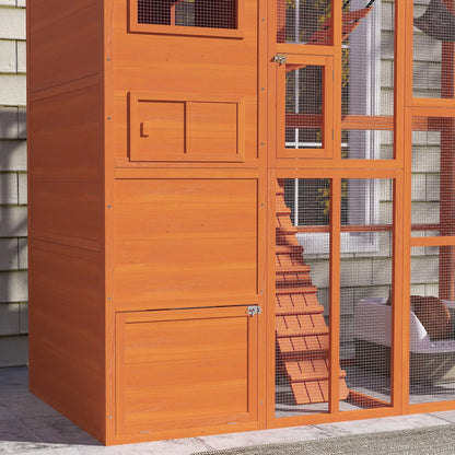 76" Catio Outdoor Cat Enclosure, Condo, Platforms, Ladder, Ramps, Hammock, Orange Outdoor Cat Enclosures at Gallery Canada