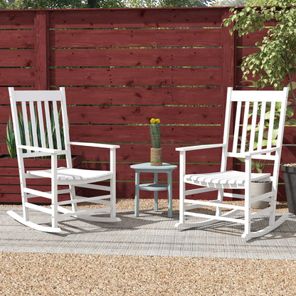 Wooden Patio Rocking Chairs Set of 2, Outdoor Rocker, High Back, White Outdoor Rocking Chairs at Gallery Canada