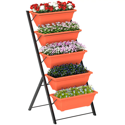 5-Tier Raised Garden Bed, Plant Stand, Flower Pots, Leaking Holes, Red Plant Stands at Gallery Canada