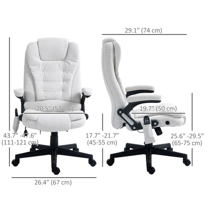 Reclining Massage Office Chair, High Back, Swivel Wheels, White Massage Chairs at Gallery Canada