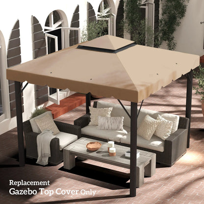 10' x 10' Replacement Canopy, Gazebo Top Cover, Double Vented Roof, Khaki Gazebos at Gallery Canada
