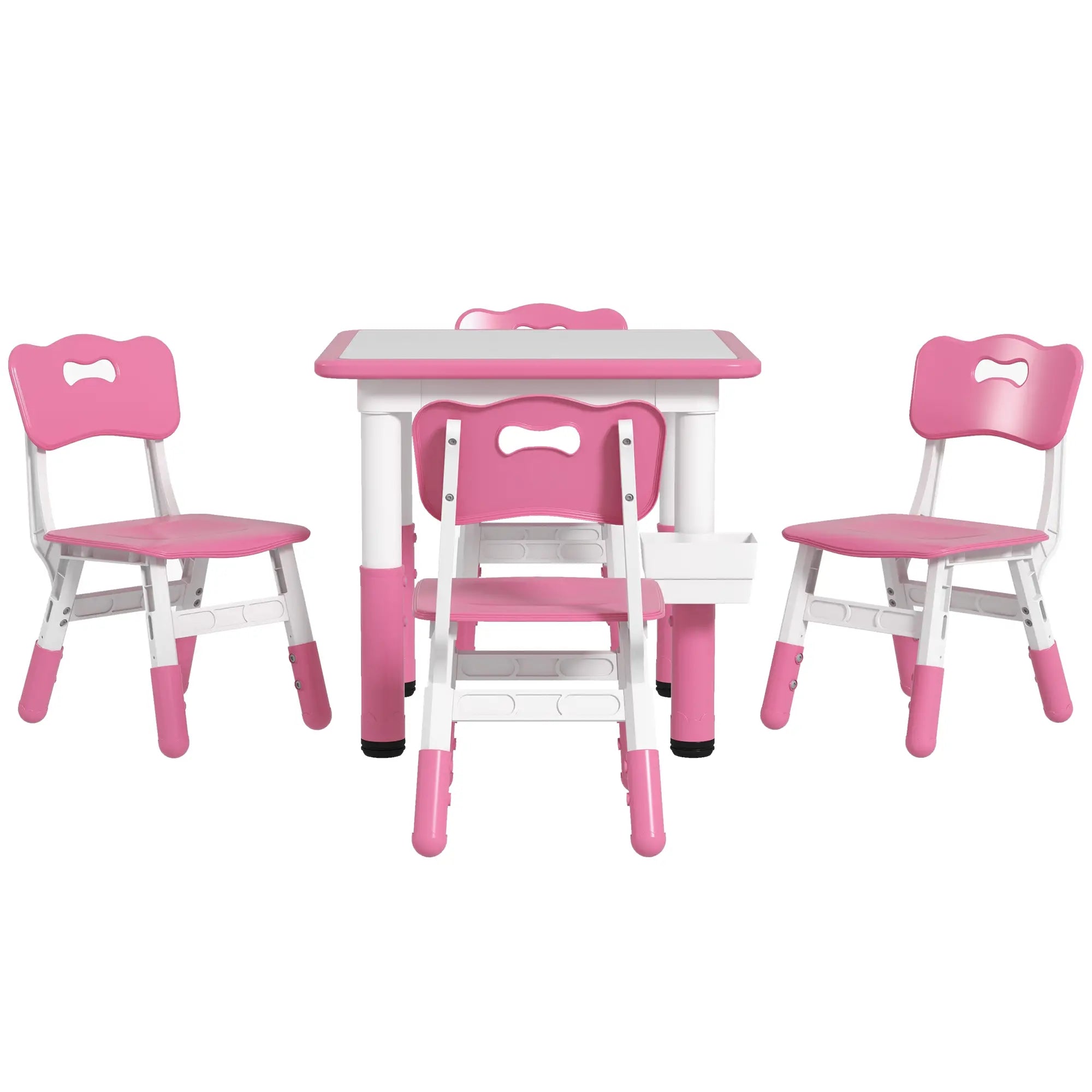 5 Pc Toddler Table and Chair Set, Adjustable Height, Pink Kids Table Sets Pink at Gallery Canada