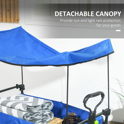 Steel Frame Folding Garden Cart, Removable Canopy, Telescopic Handle, Dark Blue Folding Garden Carts at Gallery Canada