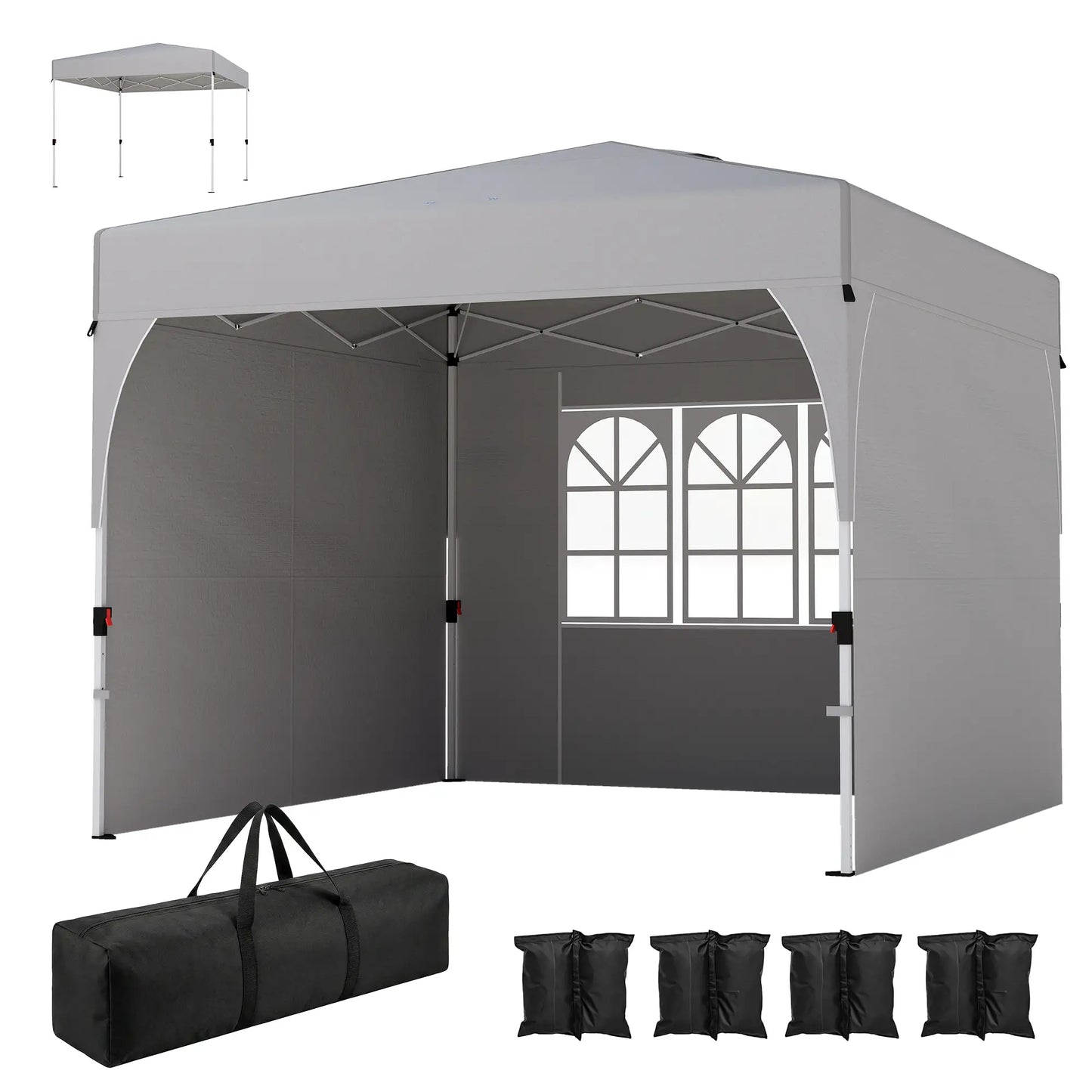 9.6 x 9.6 ft Pop Up Canopy Tent, 3 Sidewalls, UPF 50+, Light Grey Pop Up Canopies Light Grey, White at Gallery Canada