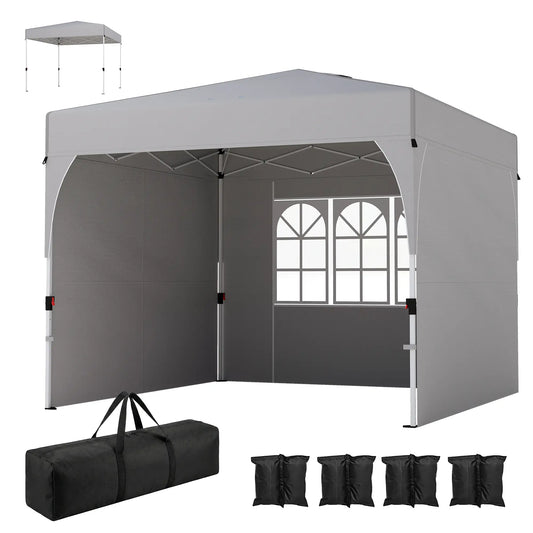 9.6 x 9.6 ft Pop Up Canopy Tent, 3 Sidewalls, UPF 50+, Light Grey Pop Up Canopies Light Grey, White at Gallery Canada