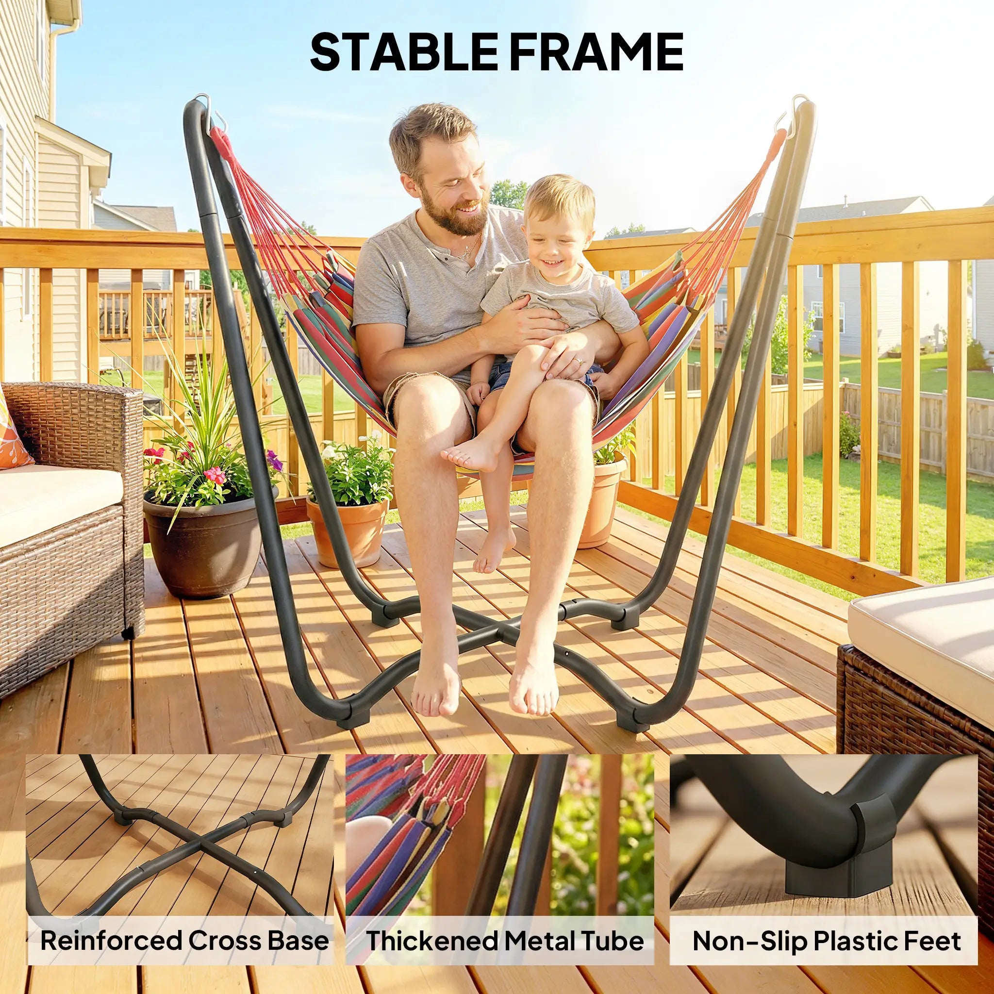 Patio Hammock With Stand, Fabric Outdoor Bed, Multi-Colored Hammocks with Stand at Gallery Canada