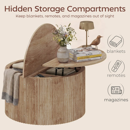 32" Round Lift Top Coffee Table, Hidden Storage, Soft-Close Coffee Tables at Gallery Canada