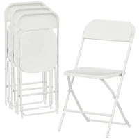 Lot de 4 chaises pliantes, structure métallique, portables, blanches