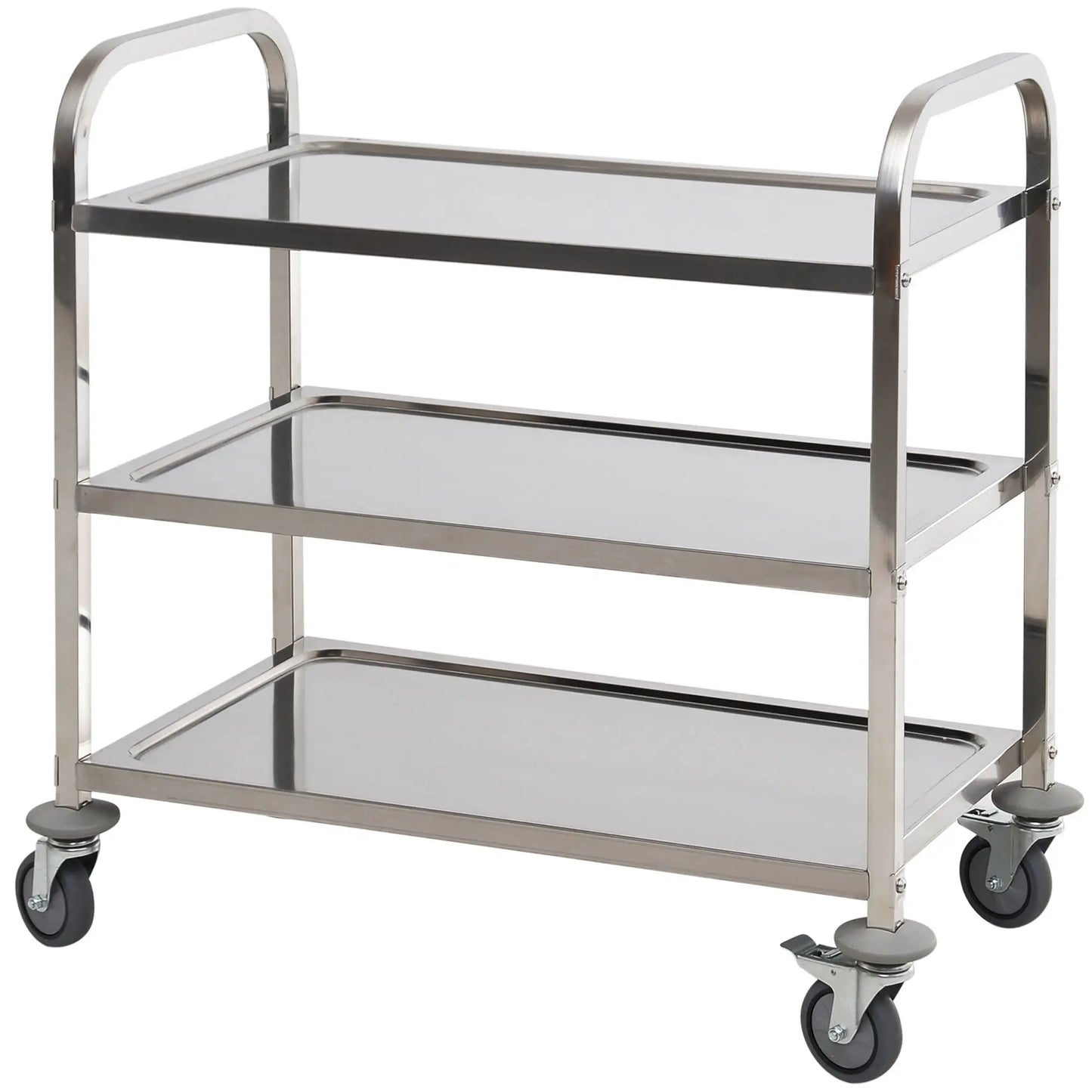 33" 3-Tier Kitchen Trolley, Stainless Steel, Wheeled Storage Cart, 330LBS Kitchen Islands & Kitchen Carts Silver at Gallery Canada