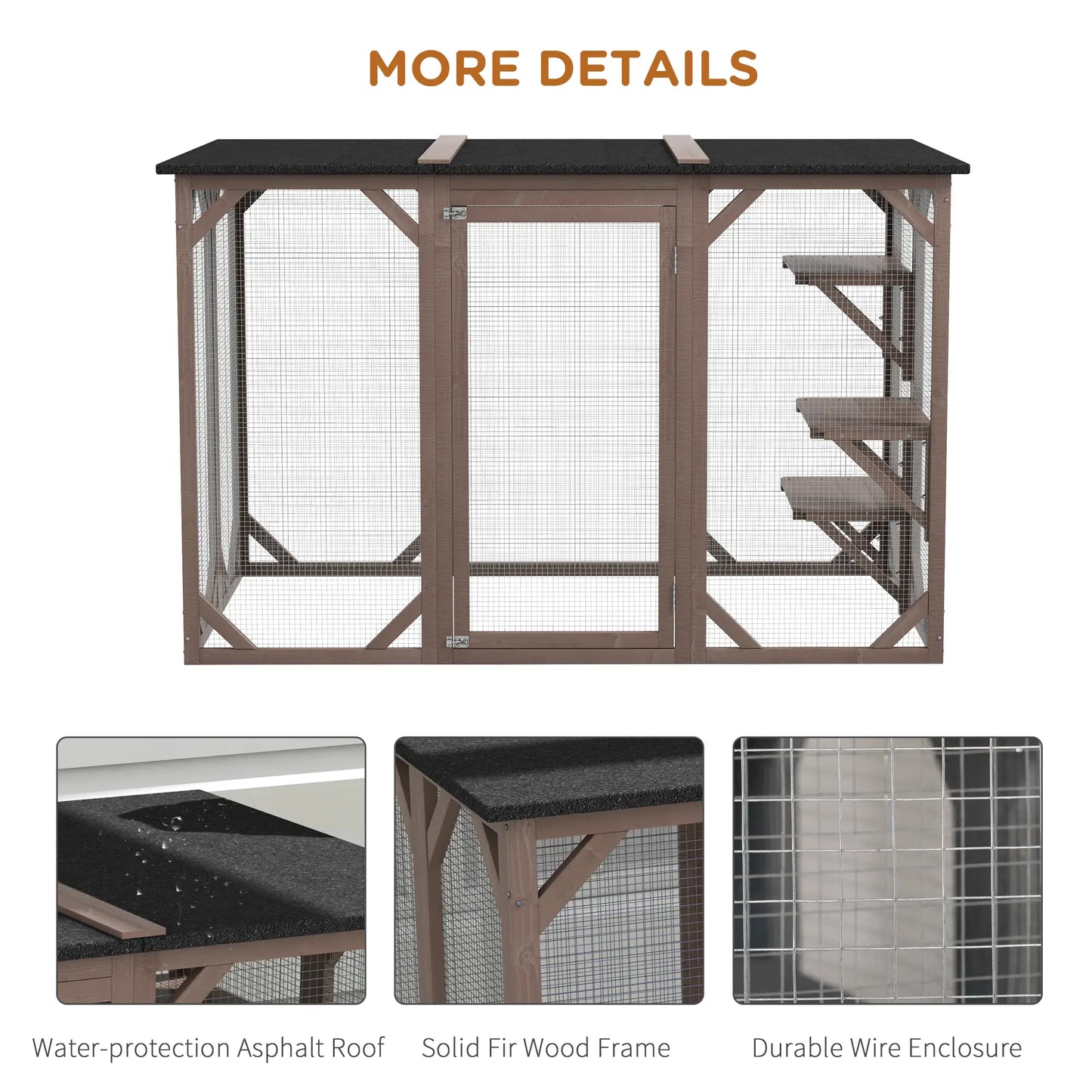 Indoor Outdoor Cat Cage, Catio Enclosure, Small Animal Hutch for Rabbit, Kitten, 3-Level, Lock, Camel Outdoor Cat Enclosures at Gallery Canada