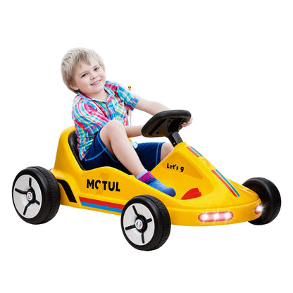 6V Electric Go Kart for Kids, with Music Light Horn, Yellow Electric Ride On Toys at Gallery Canada