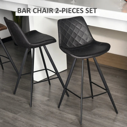 Set of 2 Microfiber Bar Stools, Kitchen Stools with Padded Seat, Black Bar Stools at Gallery Canada