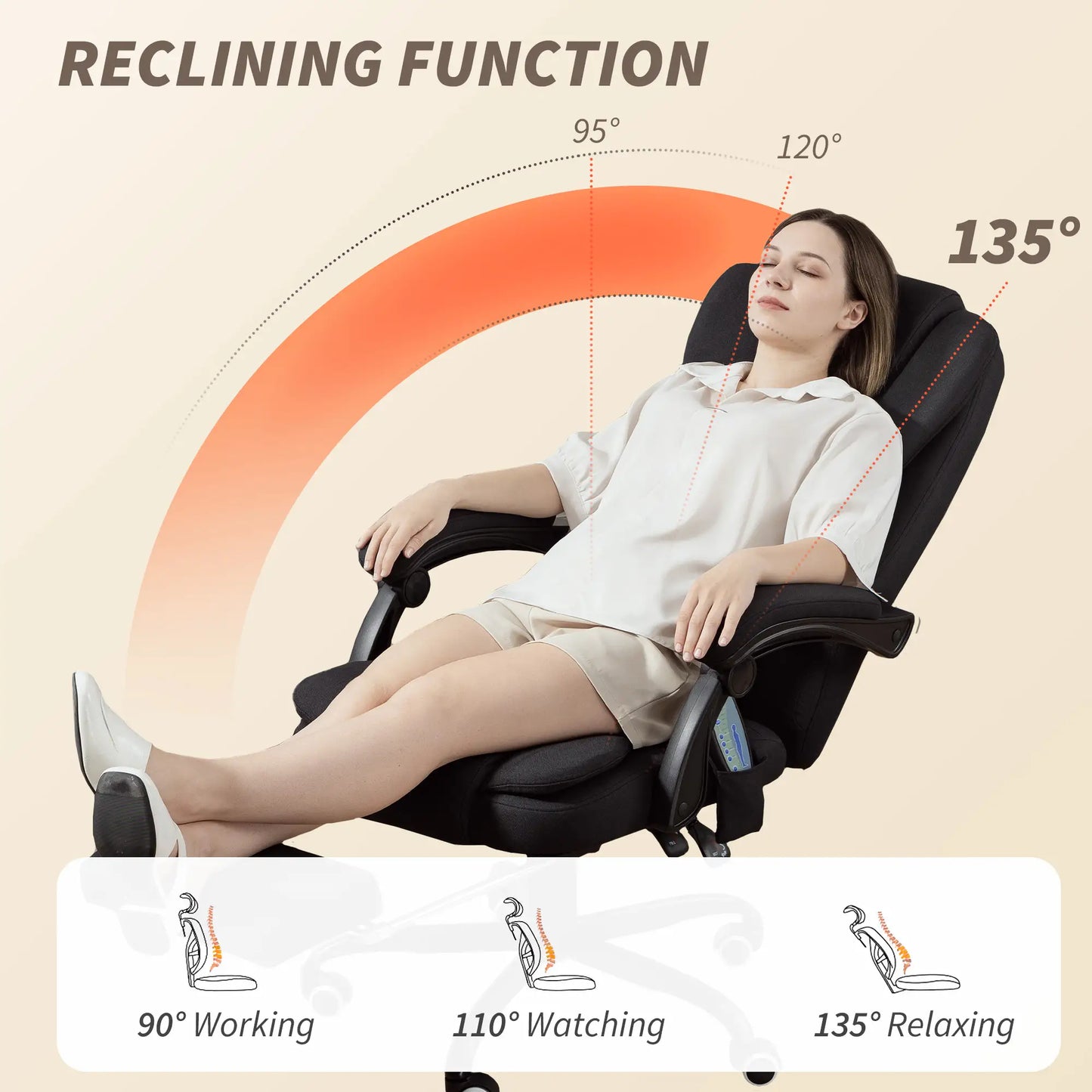 7-Point Vibrating Massage Chair, Reclining Office Chair with Footrest, Black Massage Chairs at Gallery Canada