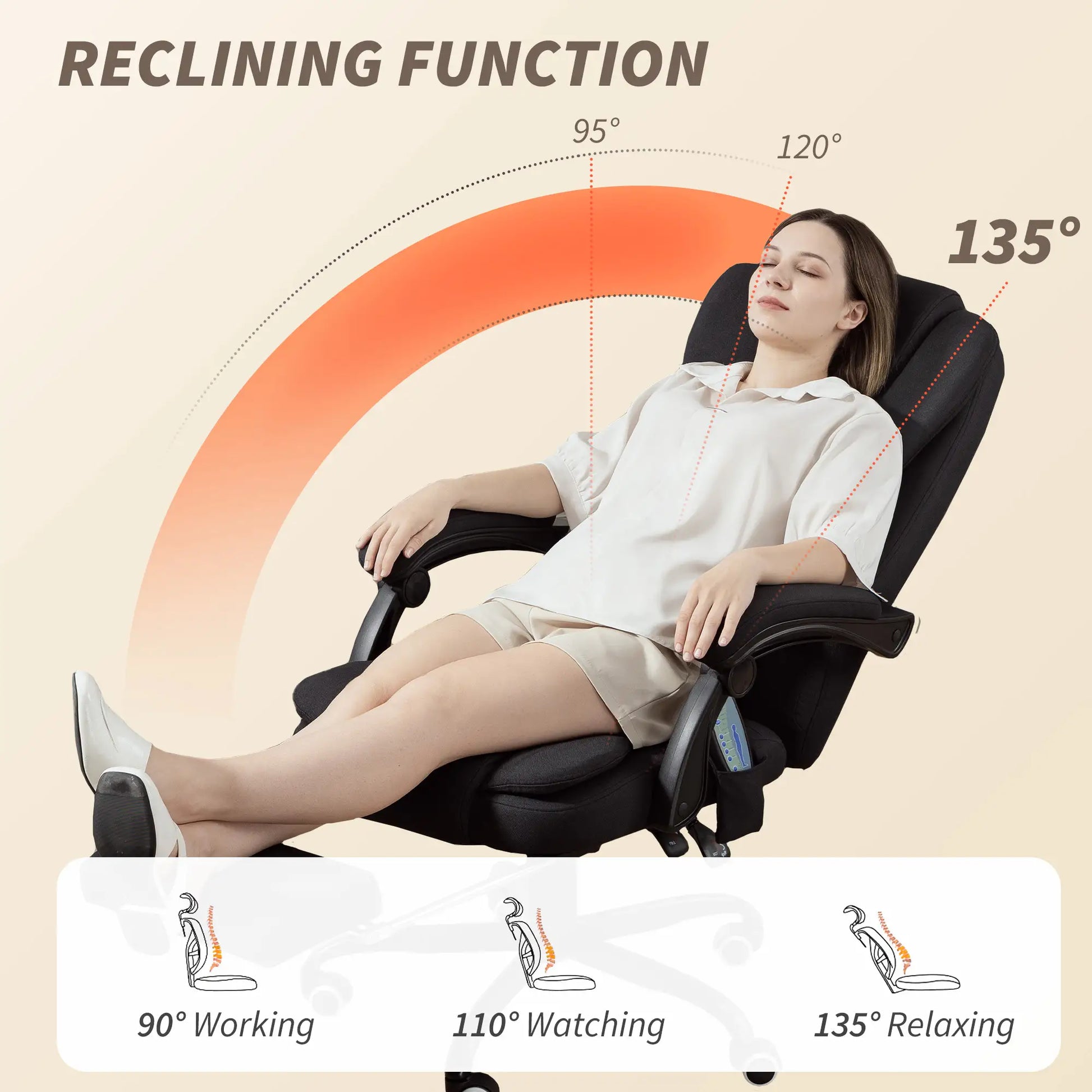 7-Point Vibrating Massage Chair, Reclining Office Chair with Footrest, Black Massage Chairs at Gallery Canada