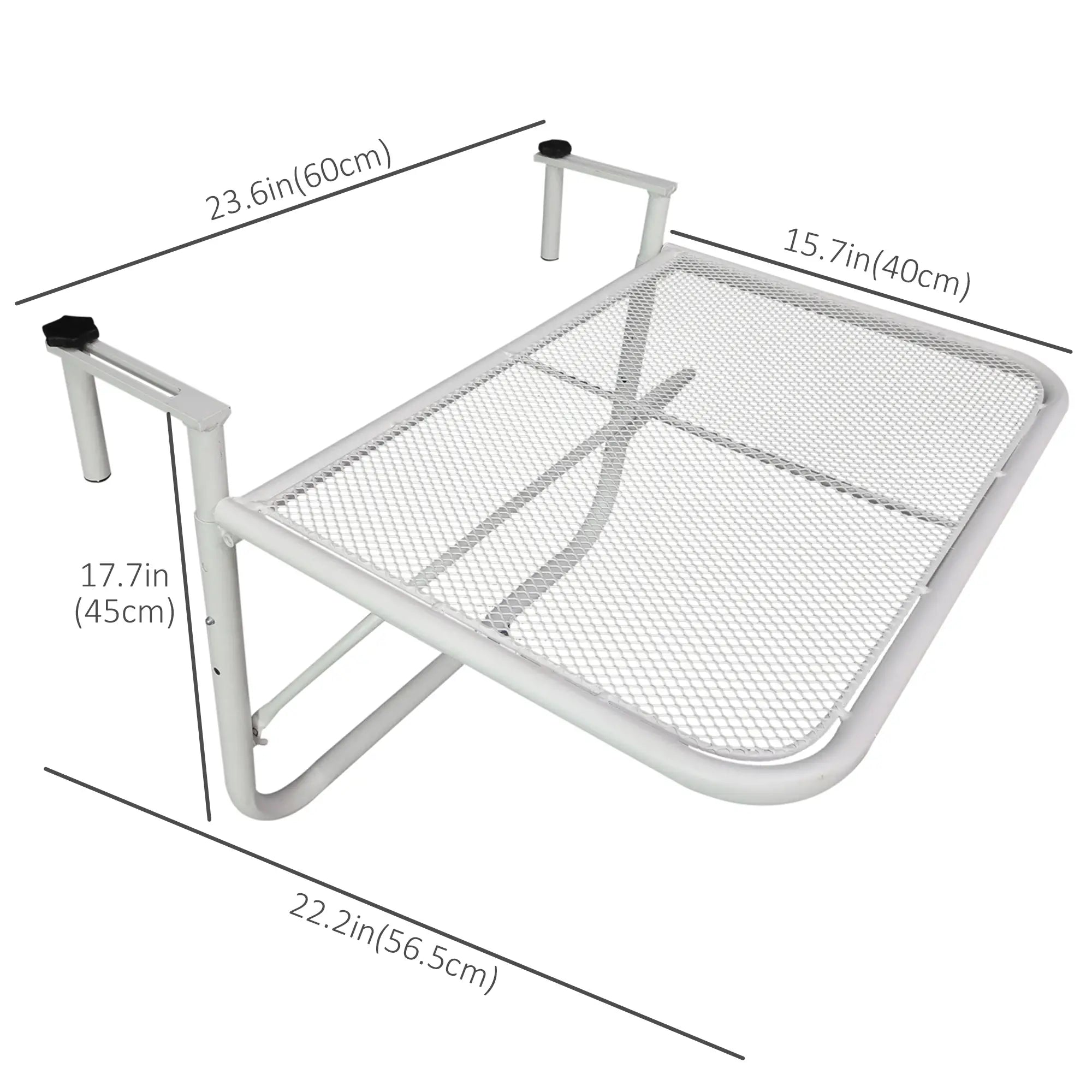 Adjustable Balcony Hanging Table, Metal Wall Desk, Outdoor Flower Stand, White Balcony Table Hanging at Gallery Canada