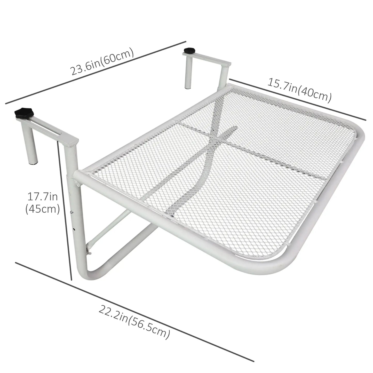 Adjustable Balcony Hanging Table, Metal Wall Desk, Outdoor Flower Stand, White Balcony Table Hanging at Gallery Canada