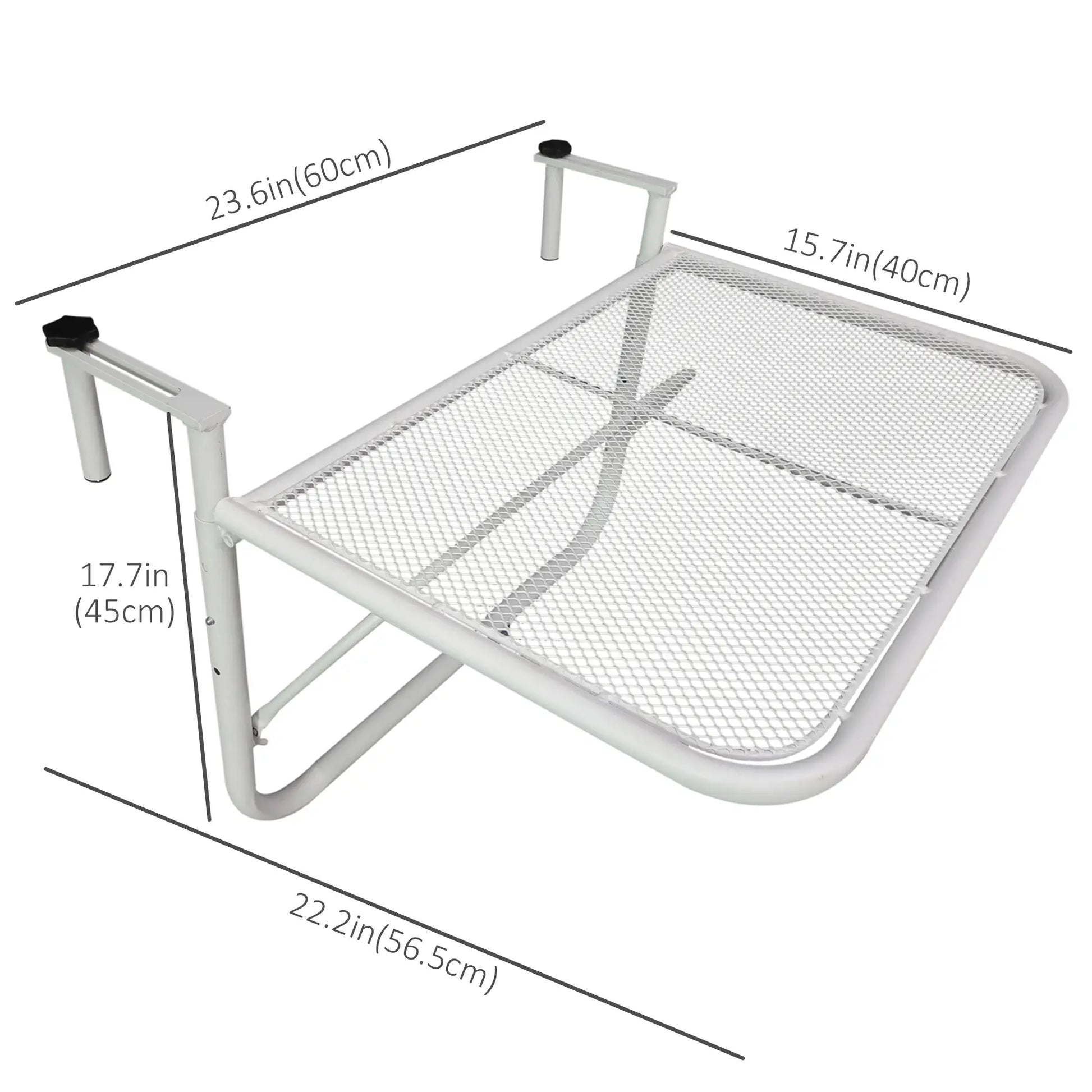 Adjustable Balcony Hanging Table, Metal Wall Desk, Outdoor Flower Stand, White Balcony Table Hanging at Gallery Canada
