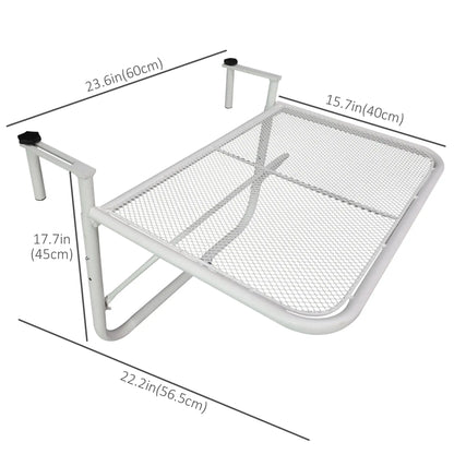 Adjustable Balcony Hanging Table, Metal Wall Desk, Outdoor Flower Stand, White Balcony Table Hanging at Gallery Canada