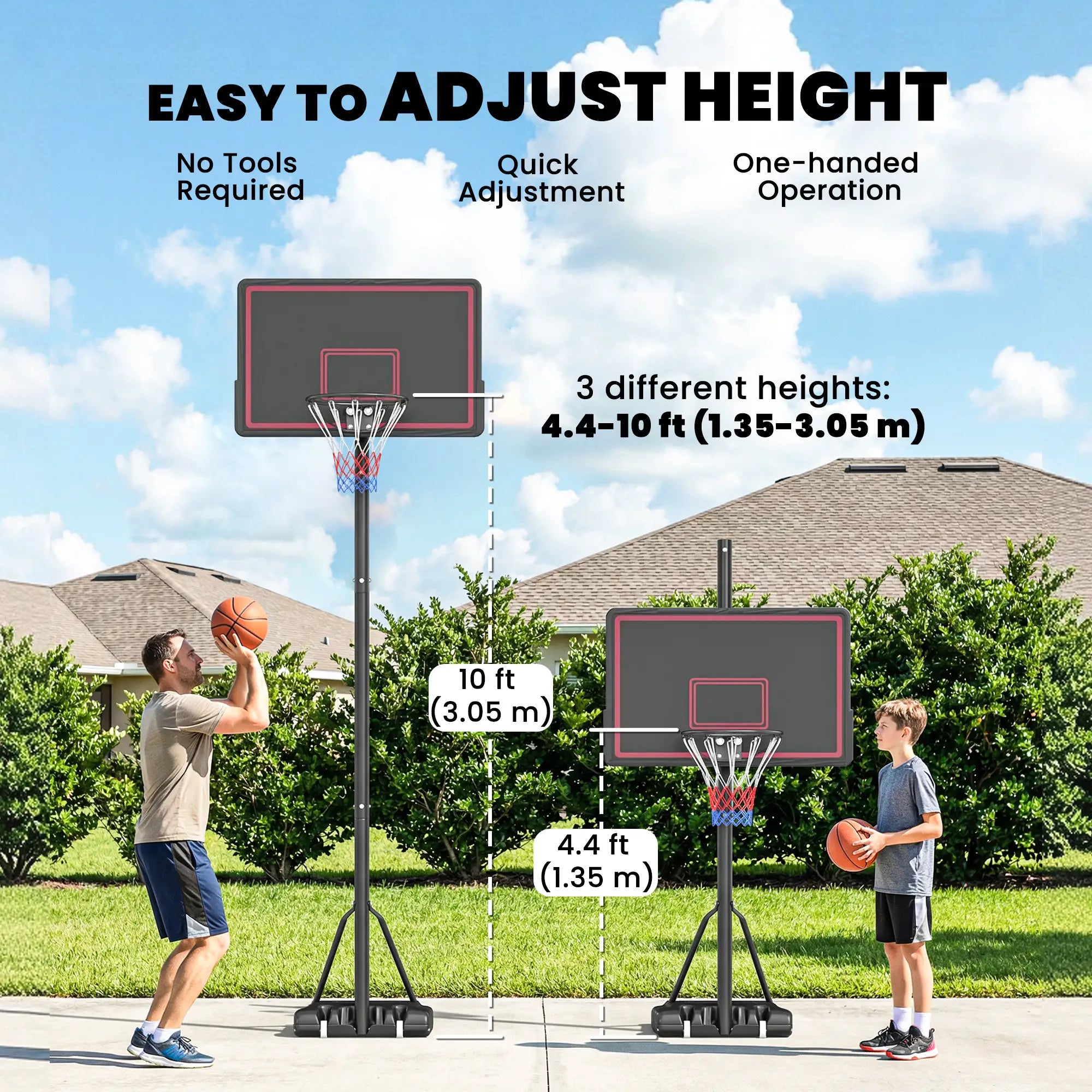 Portable Basketball Hoop, 4.4-10ft Adjustable Height With Wheels Basketball at Gallery Canada