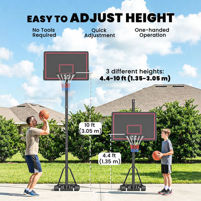 Portable Basketball Hoop, 4.4-10ft Adjustable Height With Wheels Basketball at Gallery Canada