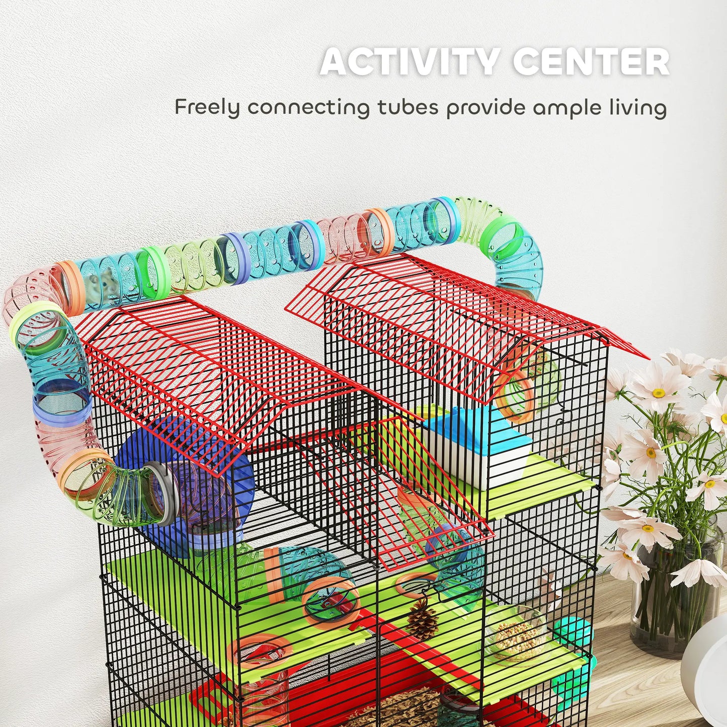 18.5" Hamster Cage, 5 Tiers, With Tunnel Tube System, Red Hamster Cages at Gallery Canada
