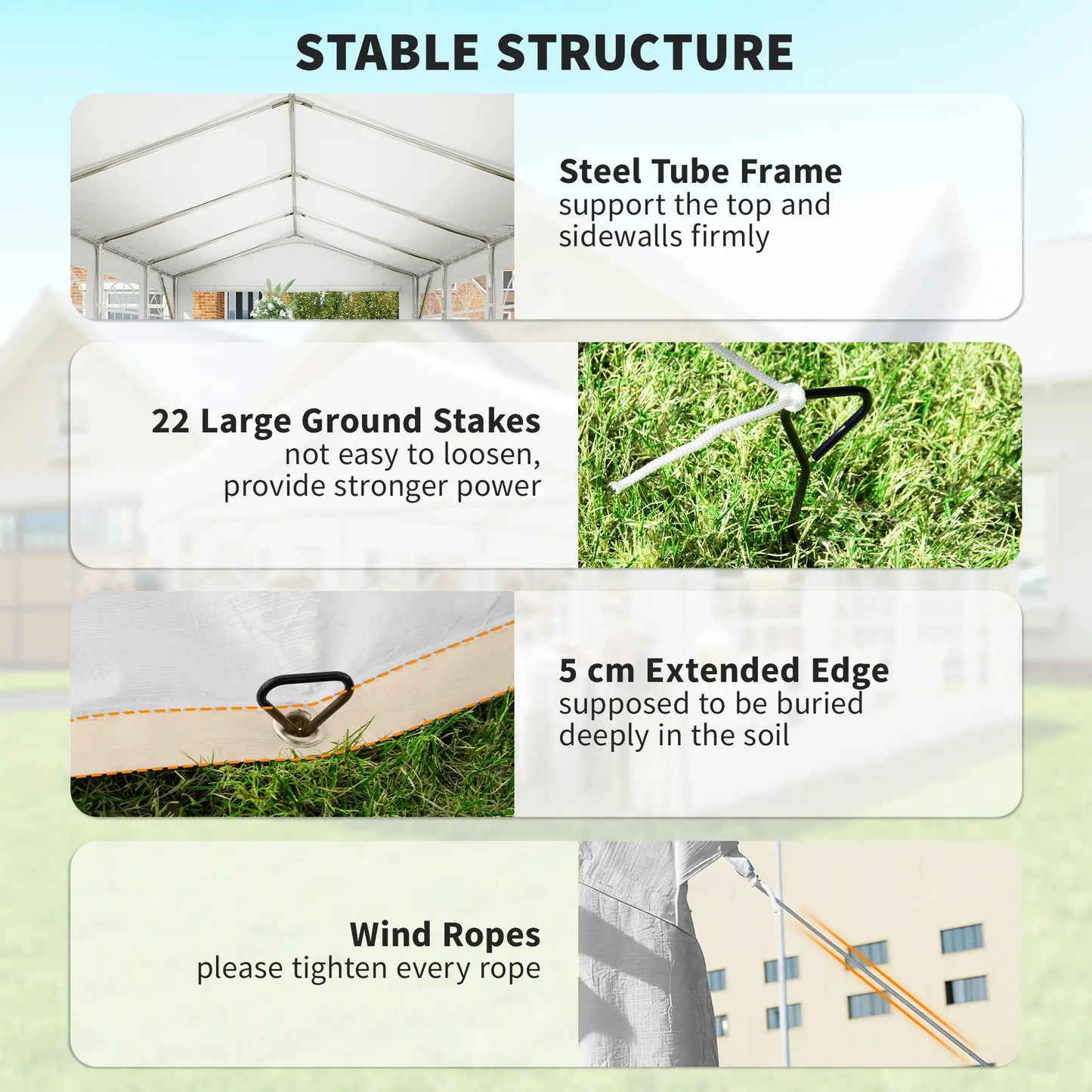 13'x26' Heavy Duty Party Tent, Portable Garage Canopy, White Canopy Tents at Gallery Canada