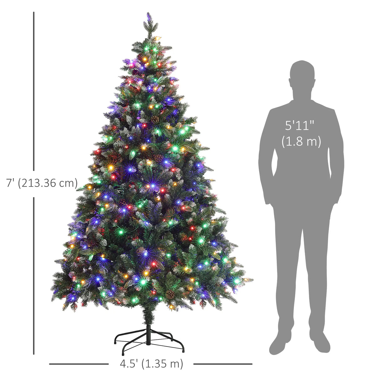 7 Foot Prelit Artificial Christmas Tree, Hinged, Dual Color LED Pre Lit Christmas Trees at Gallery Canada