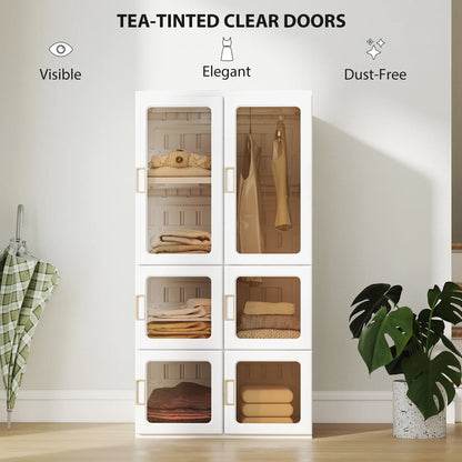 Portable Wardrobe, Foldable Plastic Closet, 5 Compartments, Hanging Rod, White Clothing Storage at Gallery Canada