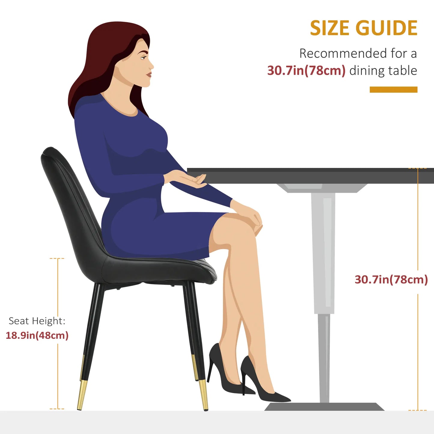 Modern Dining Chairs Set of 2, PU Leather Upholstery, Steel Legs, Black Bar Stools at Gallery Canada