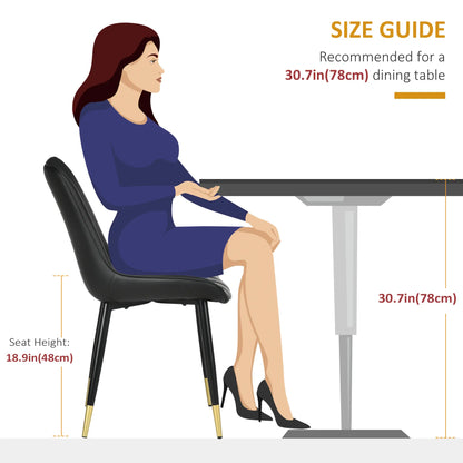 Modern Dining Chairs Set of 2, PU Leather Upholstery, Steel Legs, Black Bar Stools at Gallery Canada