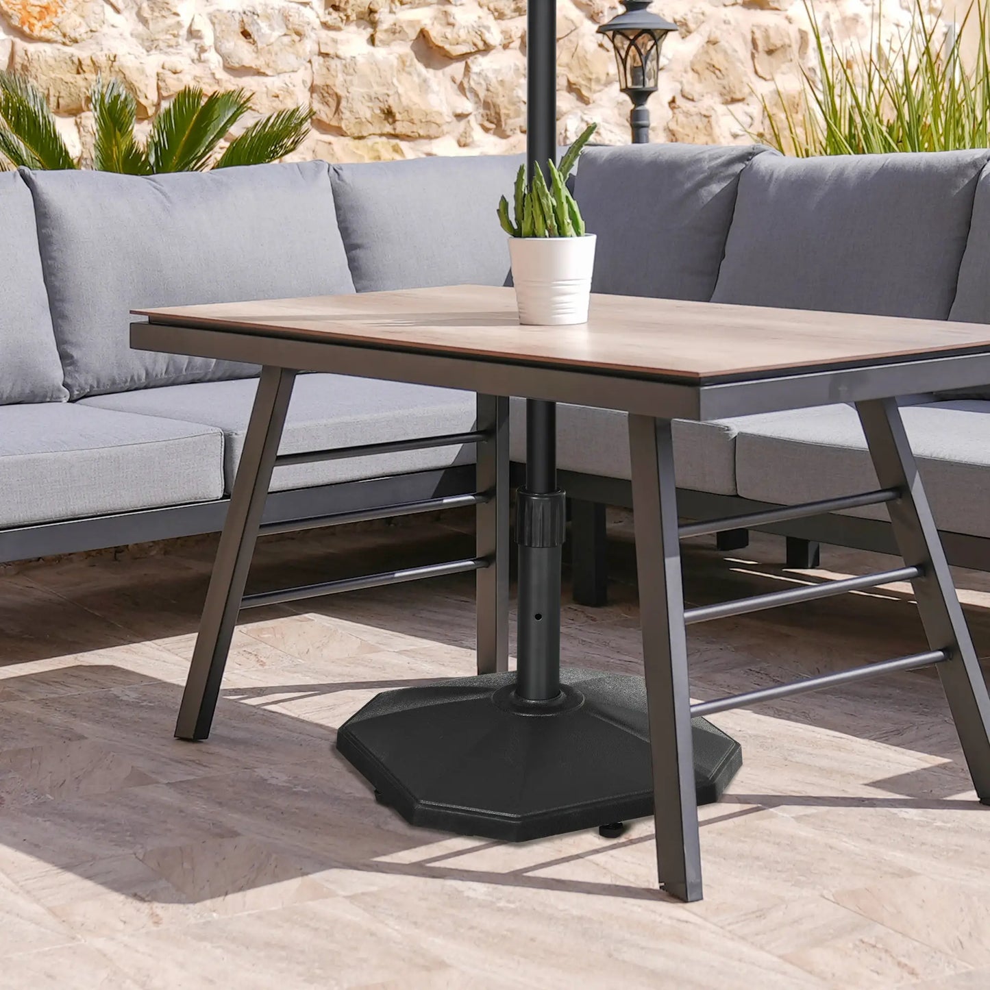 48lbs Concrete Umbrella Base, Outdoor Stand for Lawn, Deck, Garden, Black Umbrella Bases at Gallery Canada