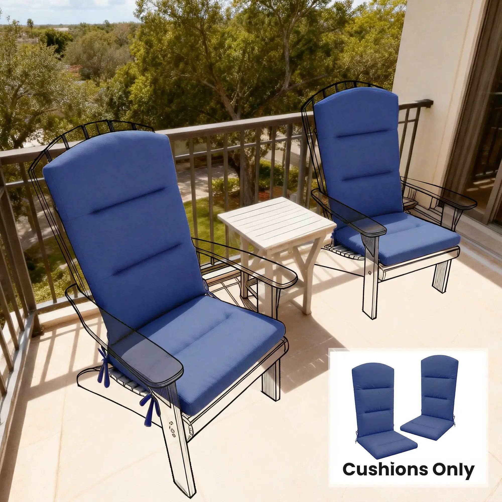 Patio Chair Cushion For Adirondack Chairs, Navy Blue Patio Chair Cushions at Gallery Canada