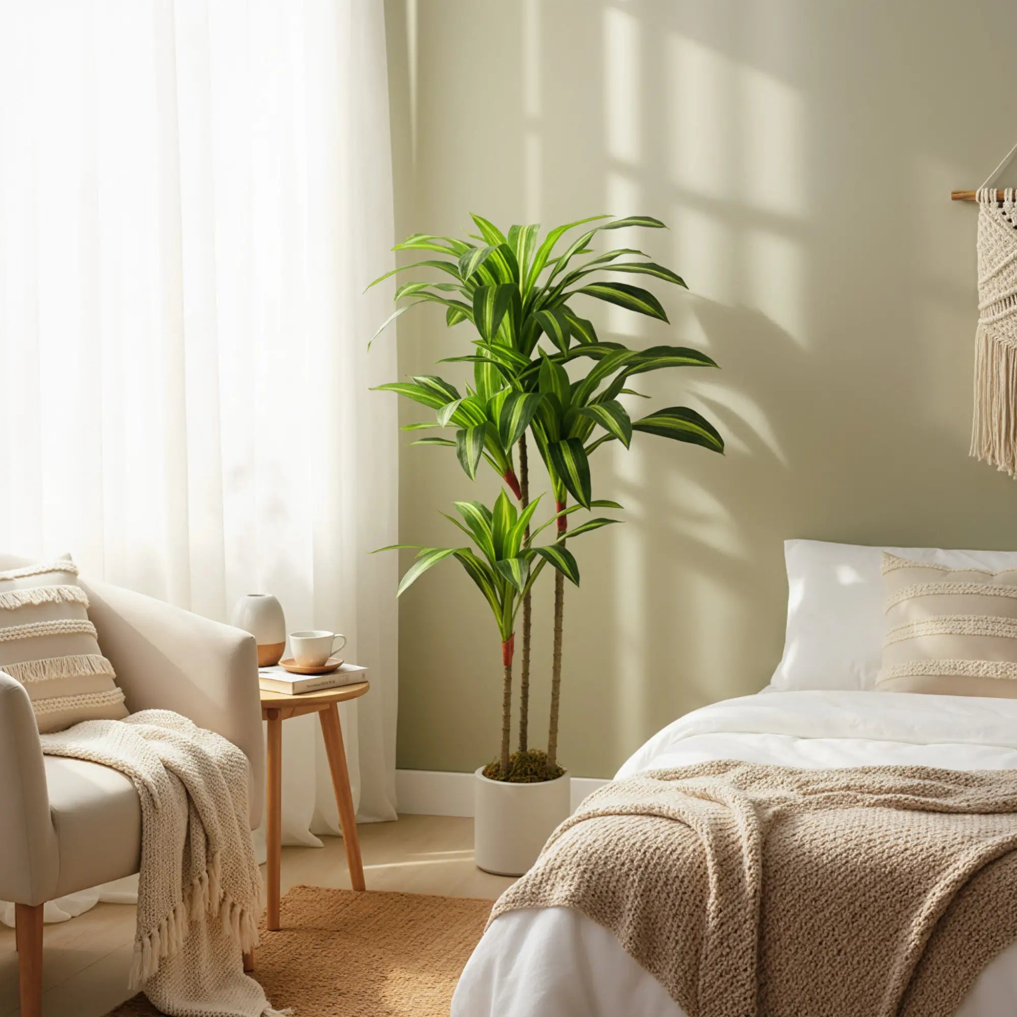 4FT Dracaena Artificial Plant, Bendable Trunks, Green Artificial Trees at Gallery Canada