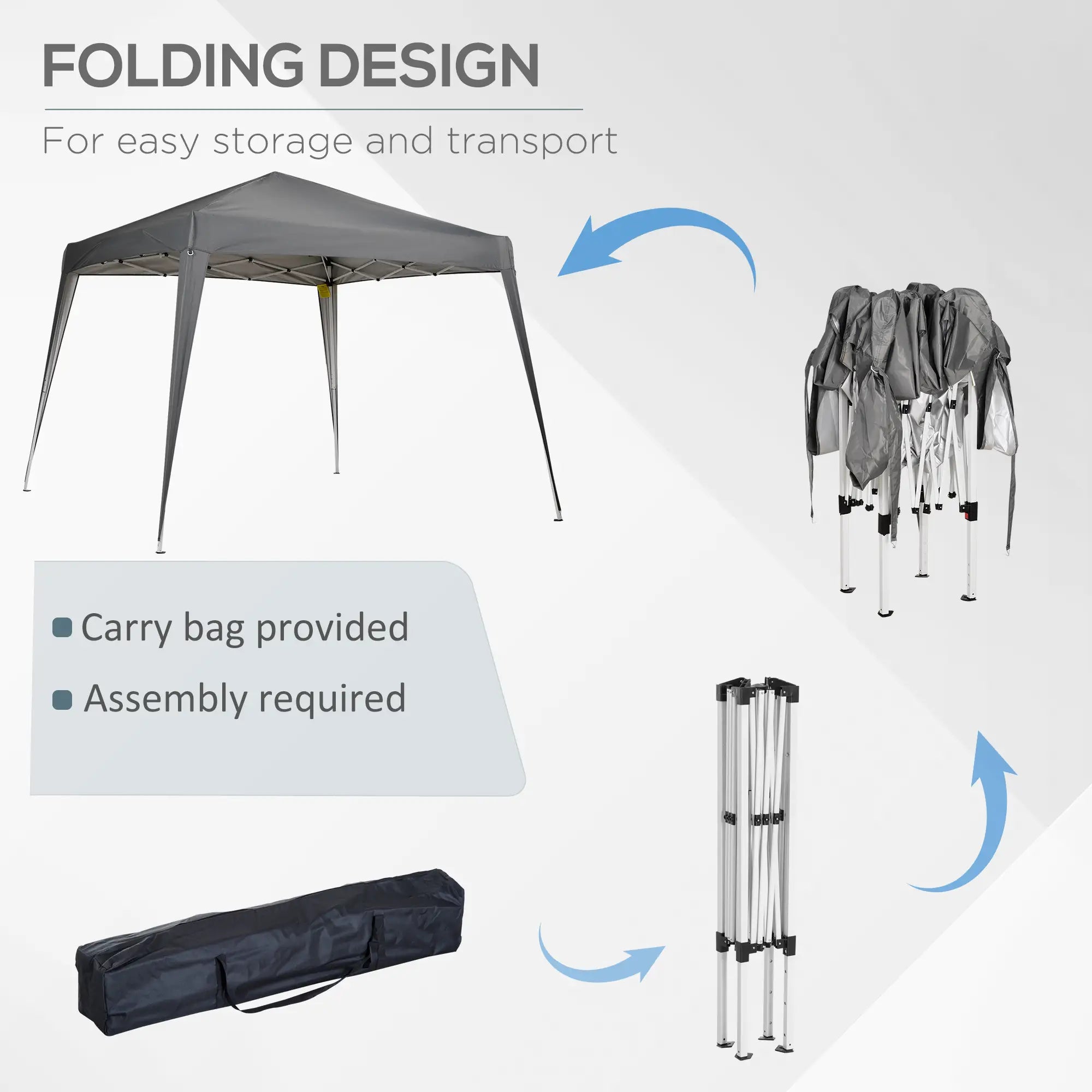 8' x 8' Pop Up Canopy, Outdoor Folding Tent, Portable with Bag, Grey Pop Up Canopies at Gallery Canada