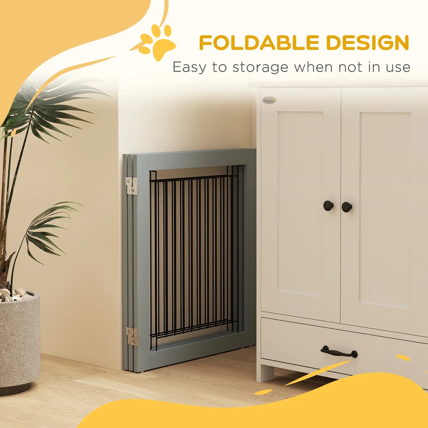 Freestanding Pet Gate, 24" High, 3 Panels, Grey Houses, Kennels & Pens at Gallery Canada