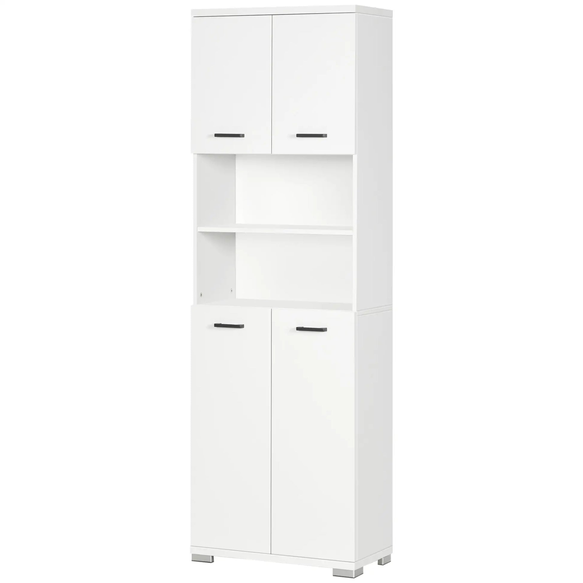 Freestanding Bathroom Cabinet, Open Shelves, 23.6"x13.2"x72", White Bathroom Cabinets at Gallery Canada