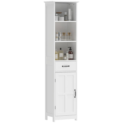 Modern Bathroom Cabinet, 3 Open Shelves, Drawer, Adjustable Shelf, White Bathroom Cabinets White at Gallery Canada