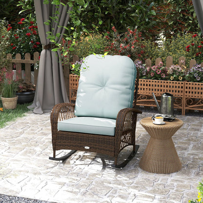 Wicker Rattan Rocking Chair, With Thick Cushions, Light Green Outdoor Rocking Chairs at Gallery Canada