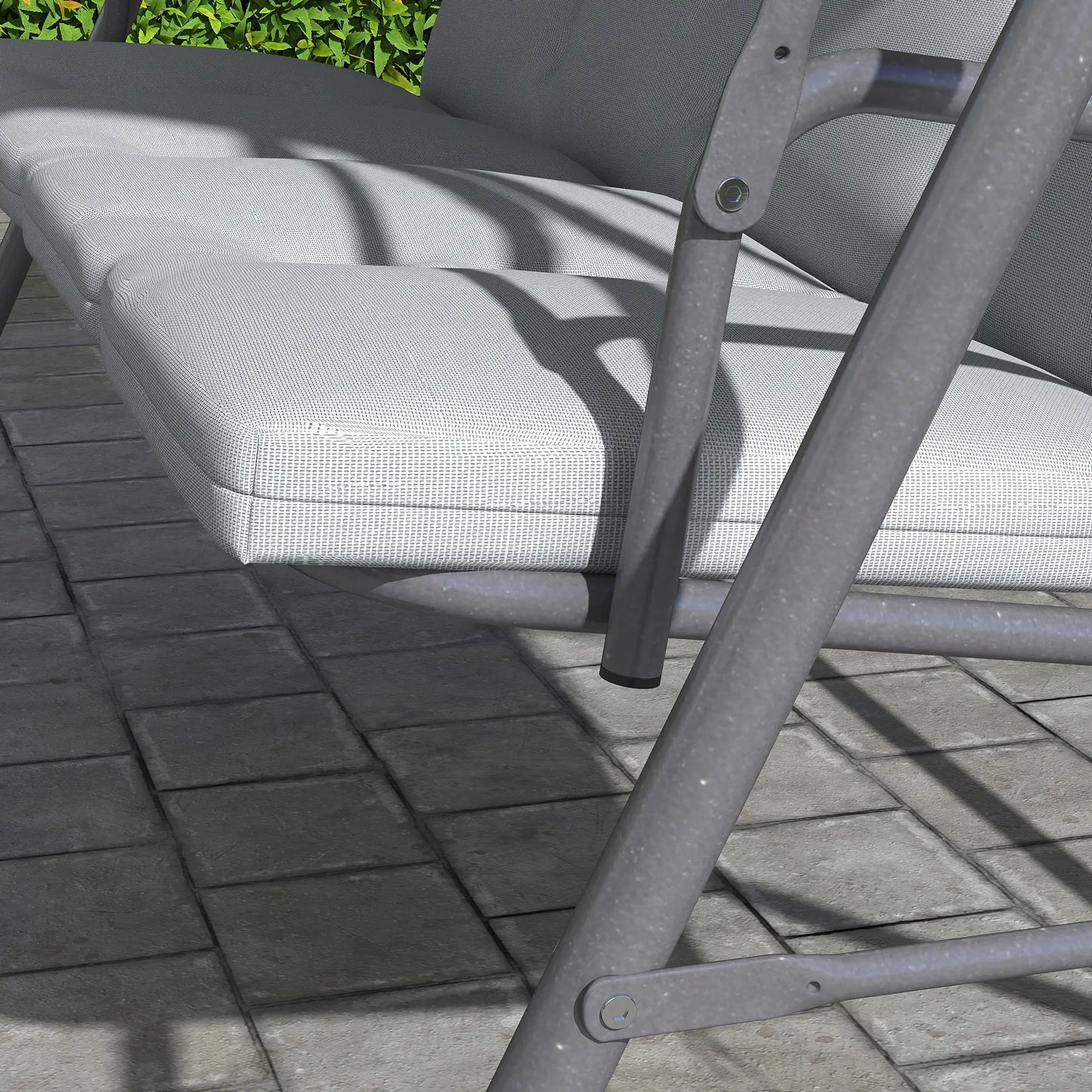 3-Seat Patio Swing Chair, Outdoor Porch Glider, Adjustable Canopy, Light Grey Patio Swings with Stand at Gallery Canada