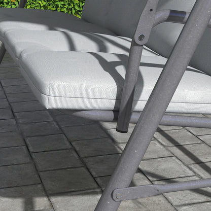 3-Seat Patio Swing Chair, Outdoor Porch Glider, Adjustable Canopy, Light Grey Patio Swings with Stand at Gallery Canada