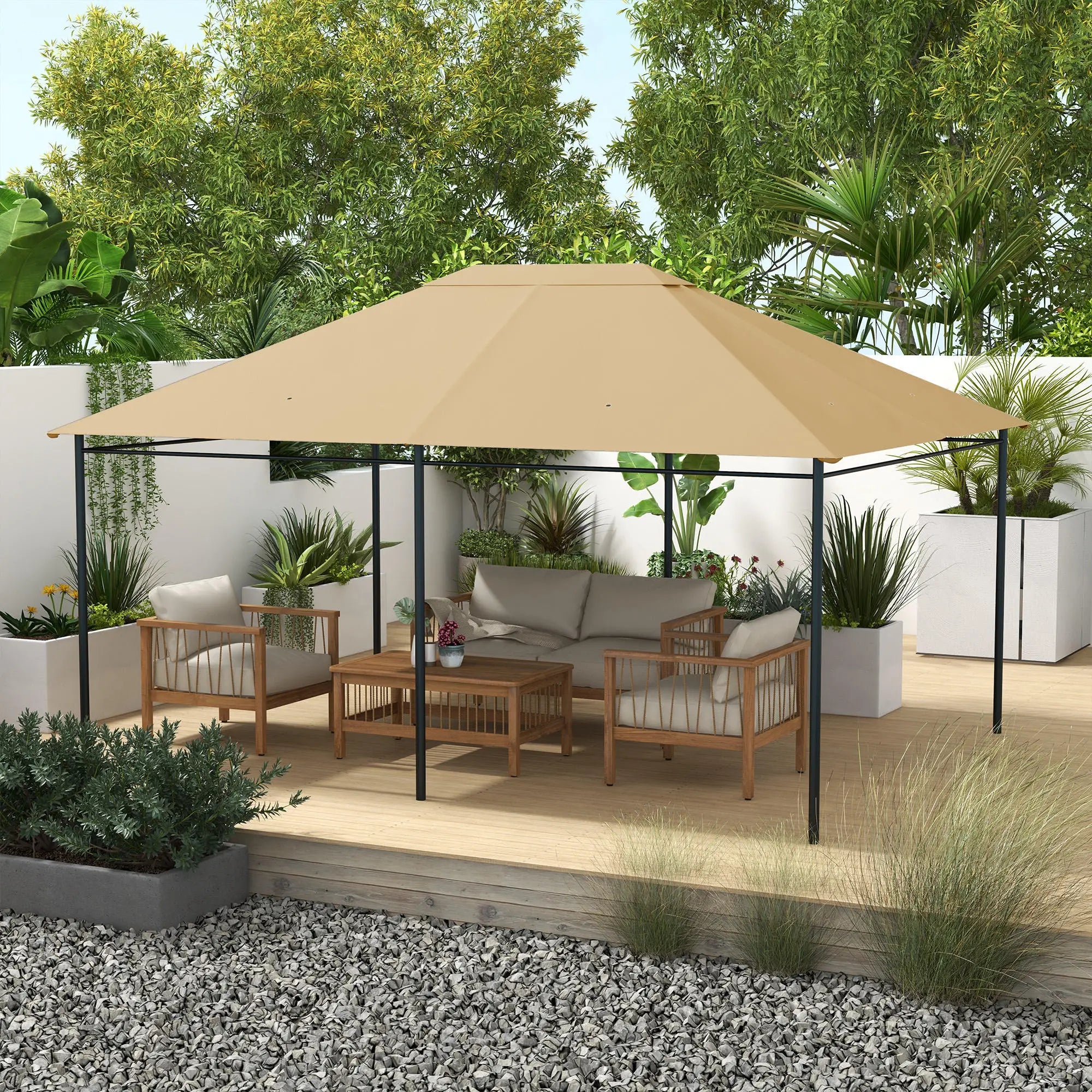 10' x 13' Gazebo Canopy Cover, Roof Replacement, Khaki Gazebo Canopy Replacement at Gallery Canada