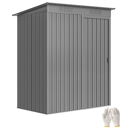 5.2' x 3.5' Metal Garden Shed, Easy Assembly, Light Grey Sheds at Gallery Canada
