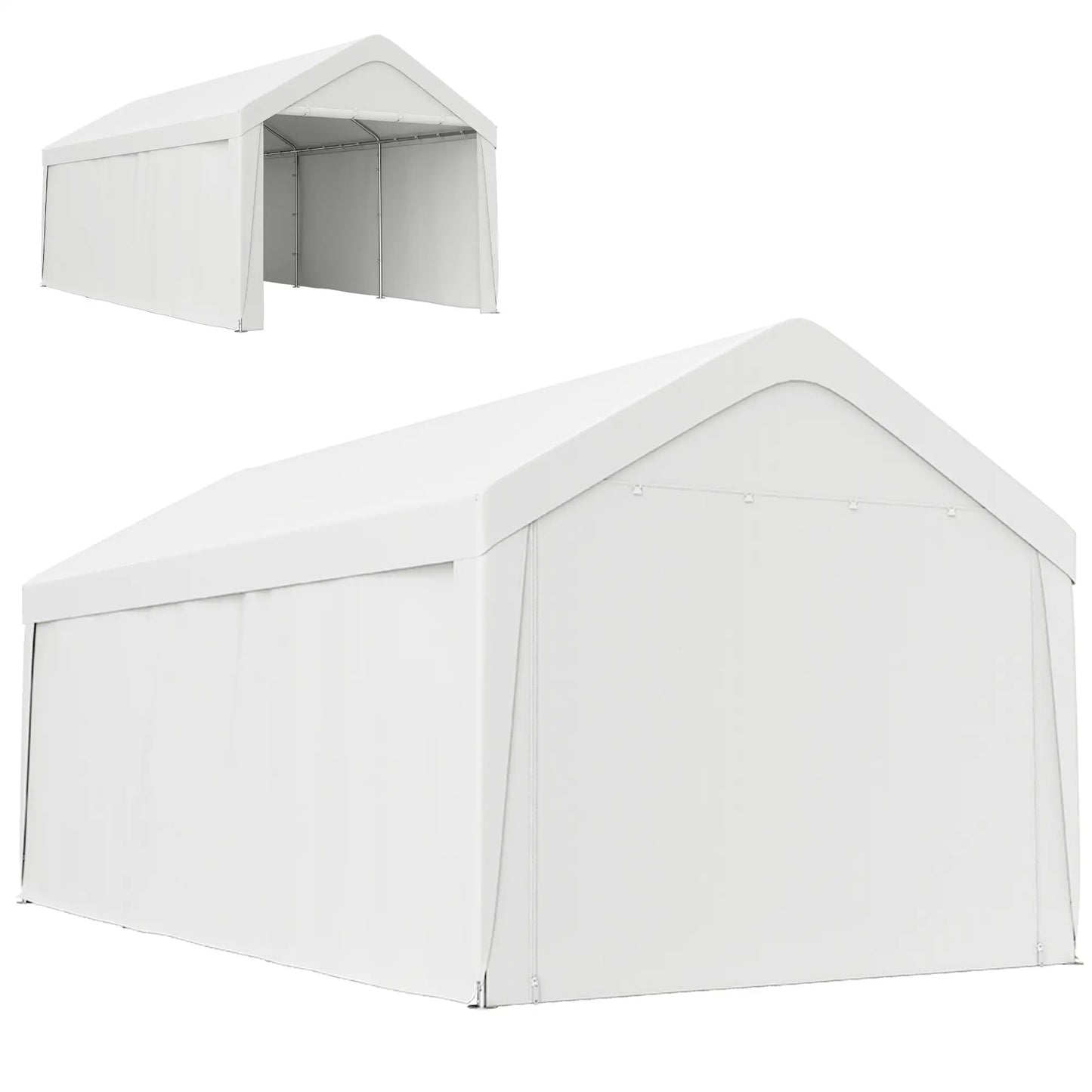 10 x 20 ft Portable Garage, 2 Roll-Up Doors, Removable Sidewalls, White Car Shelters White at Gallery Canada